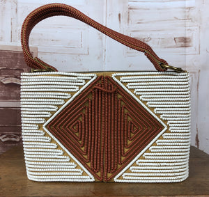 Super Rare Original 1940s / 1950s Brown And Cream Telephone Cord Bag Purse