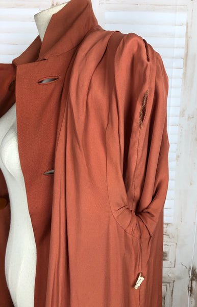 LAYAWAY PAYMENT 2 OF 2 - RESERVED FOR BRIANA - Original 1940s 40s Vintage Pumpkin Orange Gabardine Swing Coat