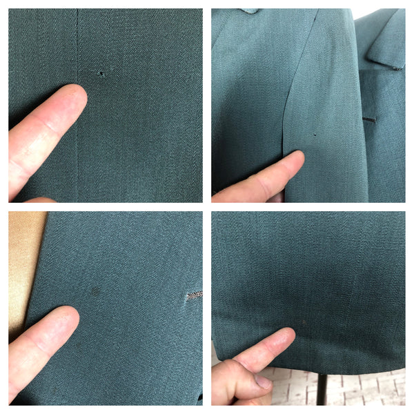 Original Early 1950s 50s Vintage Teal Gabardine His And Hers Skirt Suit And Matching Blazer