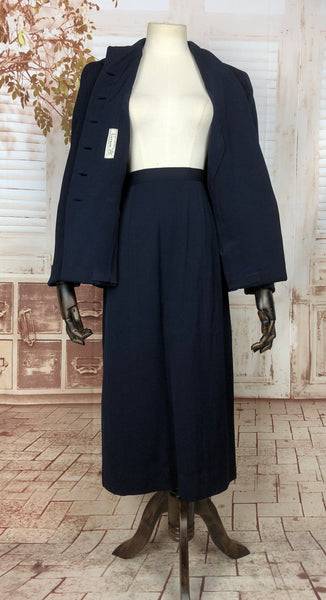 Beautiful Original 1940s 40s Vintage Navy Blue Suit By Vernon