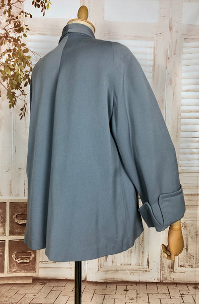 Beautiful Original 1940s Volup Vintage Periwinkle Blue Spring Weight Gabardine Swing Coat