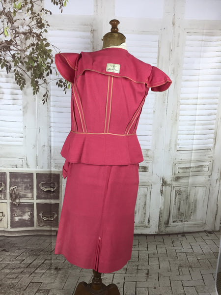 Original 1940s Petite Pink Vintage Summer Skirt Suit By Lady Renlyn