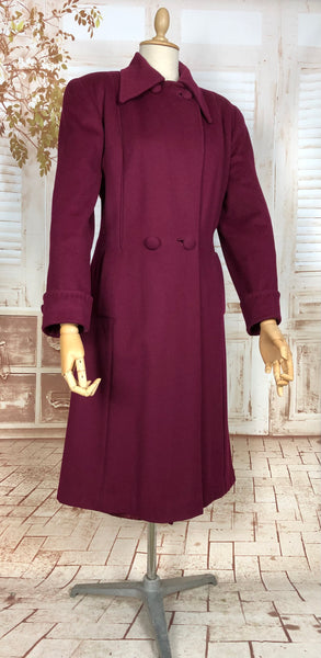 Exquisite Original 1940s Volup Vintage Burgundy Wine Princess Coat