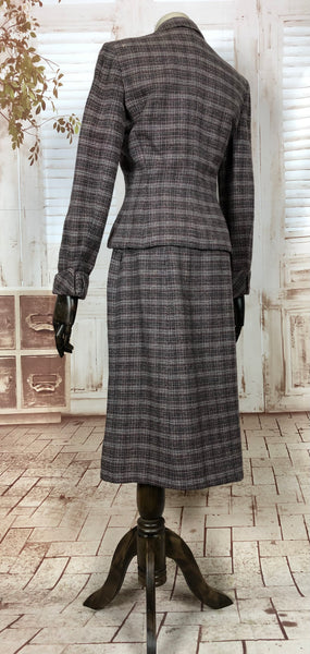 Original 1940s 40s Vintage Brown And Lilac Plaid Skirt Suit By Stewart’s