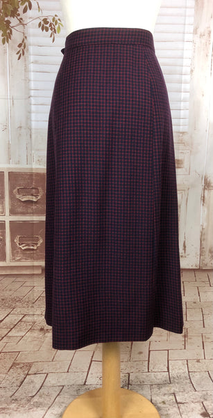 LAYAWAY PAYMENT 2 OF 2 - RESERVED FOR KELLY - Original 1940s 40s Vintage Navy And Red Micro Check Skirt Suit
