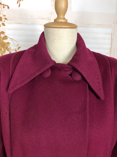 Exquisite Original 1940s Volup Vintage Burgundy Wine Princess Coat