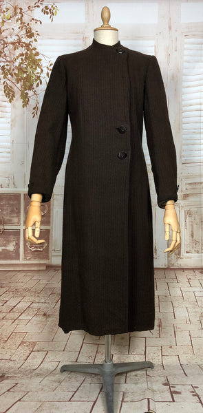 Magnificent Original 1930s Vintage Brown Puff Sleeve Wool Coat