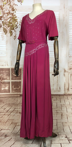 RESERVED FOR MARIE - Gorgeous 1940s Hot Pink Studded Gown