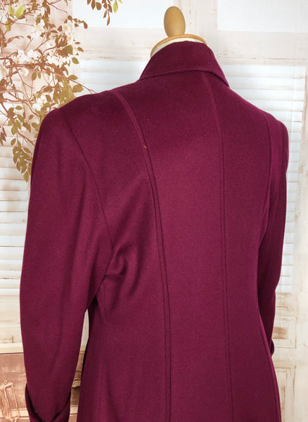 Exquisite Original 1940s Volup Vintage Burgundy Wine Princess Coat