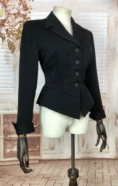 Original 1940s 40s Vintage Classic Black Blazer With Amazing Button Details
