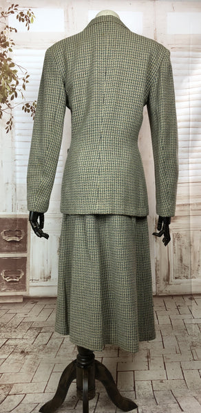 Classic 1940s 40s Original Vintage Wartime Green And Teal Tweed Suit From 1943