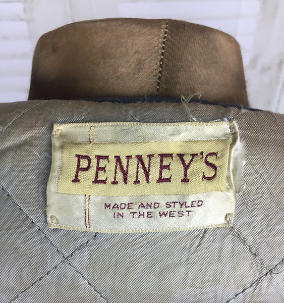 Original 1950s Vintage Grey Padded Gabardine Jacket By Penny’s