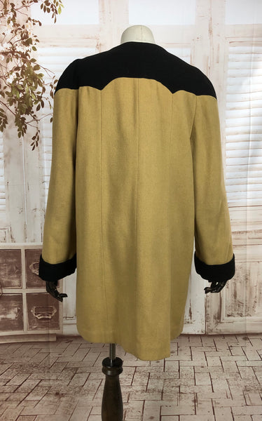 LAYAWAY PAYMENT 2 OF 2 - RESERVED FOR GILDA - Original 1940s 40s Vintage Mustard Yellow And Black Colour Block Coat