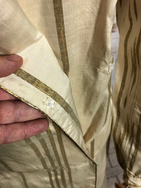 Exceptional Rare Original 1910s Antique Edwardian Geometric Gold Lamé Walking Coat