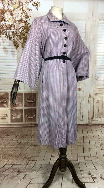 LAYAWAY PAYMENT 1 of 2 - RESERVED FOR GIULIA - Original 1940s 40s Vintage Lilac Check Swing Coat With Huge Sleeves