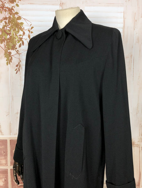 RESERVED FOR LISA - Classic 1940s 40s Original Vintage Black Gabardine Swing Coat