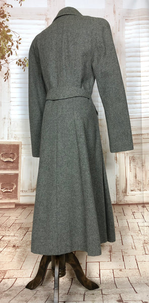 Gorgeous Original 1940s Vintage Grey Belt Back Princess Coat