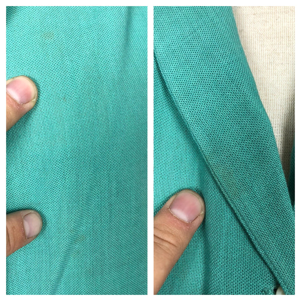 Gorgeous Late 1940s / Early 1950s Vintage Turquoise Green Lightweight Aertex Blouse