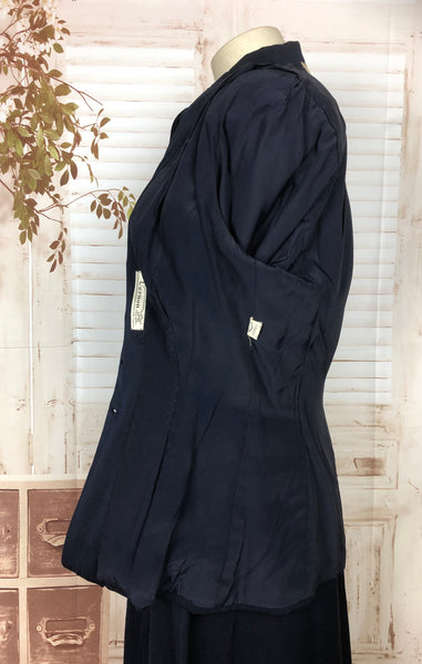 Beautiful Original 1940s 40s Vintage Navy Blue Suit By Vernon