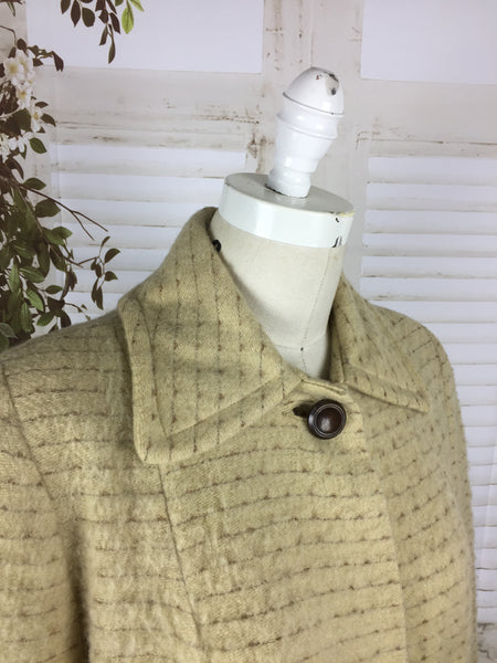1940s Cream and Brown Swing Coat Jacket