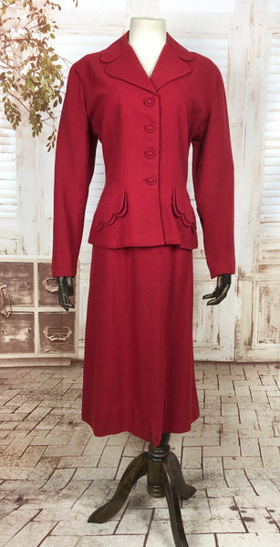 Fabulous Original 1940s 40s Vintage Red Skirt Suit By Four Star