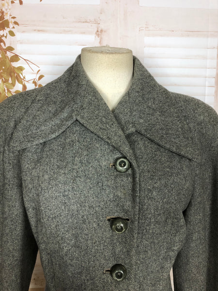 Gorgeous Original 1940s Vintage Grey Belt Back Princess Coat