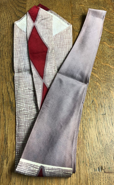 Original 1950s Grey And Red Check Swing Tie By Fidelity Towncraft De Luxe