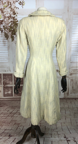Original 1950s 50s Vintage White And Grey Wool Tweed Coat