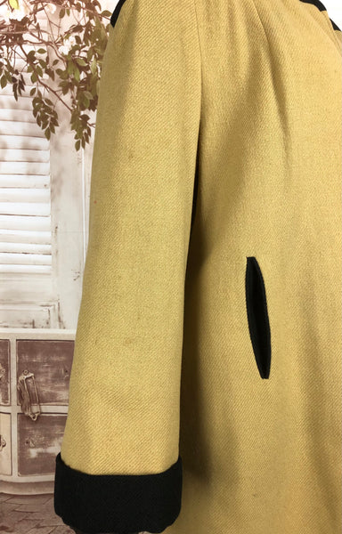 LAYAWAY PAYMENT 2 OF 2 - RESERVED FOR GILDA - Original 1940s 40s Vintage Mustard Yellow And Black Colour Block Coat