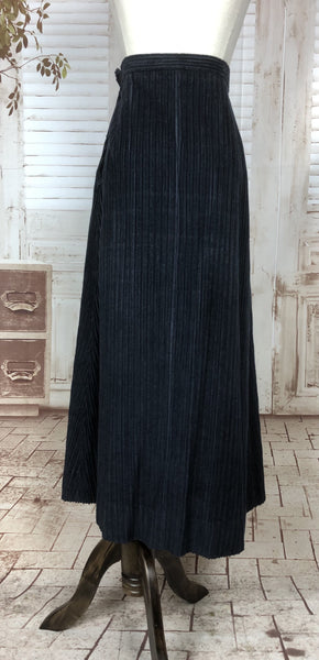 Fabulous 1970s 70s Navy Blue Corduroy Skirt