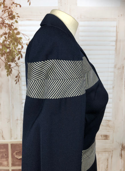 Rare Original 1950s 50s Vintage Navy Blue Lilli Ann Blazer With Wrap Around Arrow Detailing