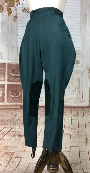 Fabulous Original Late 1940s 40s Vintage Bottle Green Elephant Ear Jodhpurs Riding Trousers