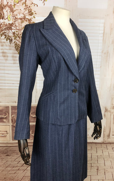 Original 1930s 30s Vintage Blue Pinstripe Wool Suit