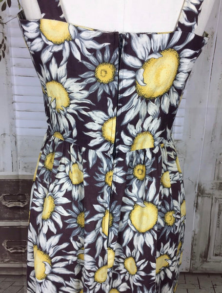 Original 1950s 50s Vintage Summer Flower Novelty Print Dress And Jacket Set Sunflower