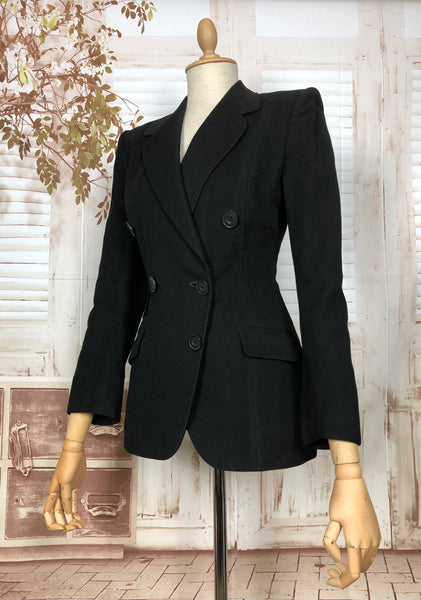Super Strong 1940s 40s Original Vintage Masculine Cut Double Breasted Suit Jacket