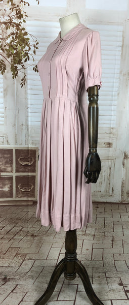 RESERVED FOR SENDI - PLEASE DO NOT PURCHASE - Original 1940s 40s Vintage Pastel Pink Day Dress With Fabulous Pleating