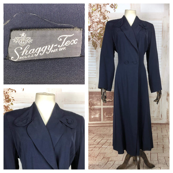 RESERVED FOR SENDI - PLEASE DO NOT PURCHASE - Amazing 1940s 40s Original Vintage Navy Blue Faille Princess Coat