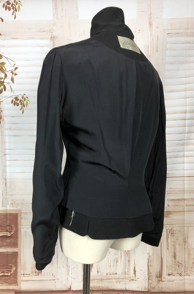 Original 1950s 50s Vintage Classic Black Blazer With Fabulous Collar By Betty Rose