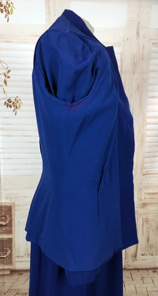 Original 1940s 40s Vintage Cobalt Blue Skirt Suit