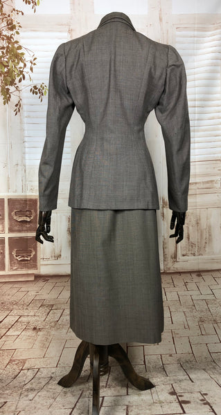 RESERVED FOR SENDI - Stunning Original Vintage 1940s 40s Grey Suit With Double Collar And Button Details