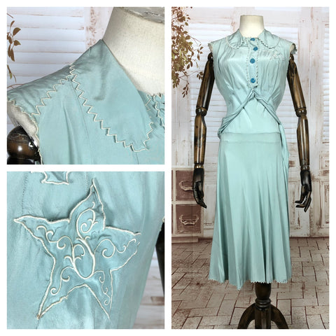 LAYAWAY PAYMENT 3 OF 3 - RESERVED FOR GEMMA - Rare Original 1930s 30s Vintage Seafoam Mint Silk Elfin Dress