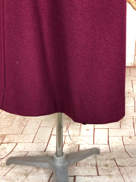 Exquisite Original 1940s Volup Vintage Burgundy Wine Princess Coat