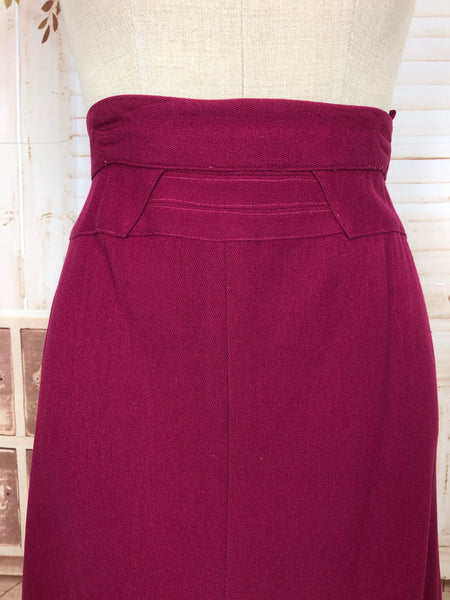 LAYAWAY PAYMENT 1 OF 2 - RESERVED FOR ANJA - Amazing Original 1940s Vintage Fuchsia Pink Collarless Skirt Suit