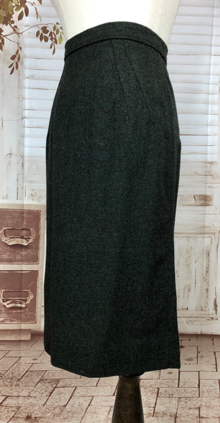 Original Vintage 1950s 50s Petite Teen Grey Green Skirt