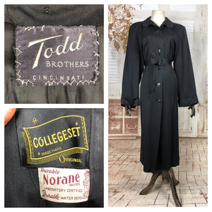 LAYAWAY PAYMENT 1 OF 3 - RESERVED FOR SARAH - PLEASE DO NOT PURCHASE - Original Volup Vintage 1940s 40s Black Belted Gabardine Coat