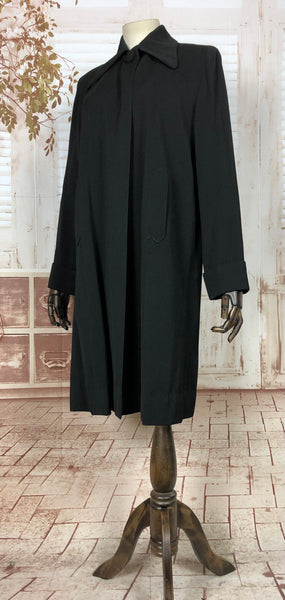 RESERVED FOR LISA - Classic 1940s 40s Original Vintage Black Gabardine Swing Coat