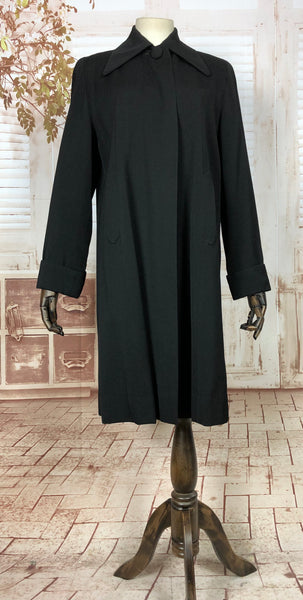 RESERVED FOR LISA - Classic 1940s 40s Original Vintage Black Gabardine Swing Coat