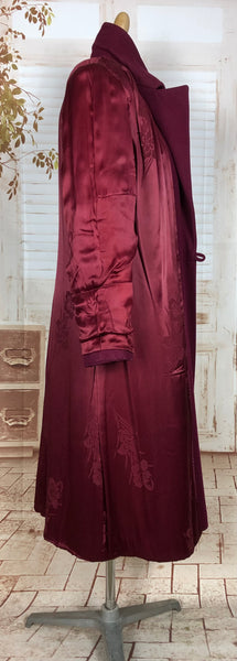 Exquisite Original 1940s Volup Vintage Burgundy Wine Princess Coat