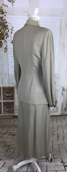 Original 1940s 40s Vintage Grey Gabardine Gab Western Skirt Suit