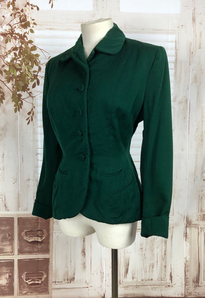 RESERVED ON LAYAWAY FOR KELLY - PLEASE DO NOT PURCHASE - Original 1940s 40s Vintage Forest Green Gabardine Jacket